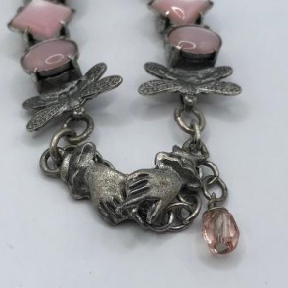 Vintage Mary DeMarco (La Contessa) Antique Silver-Tone & Pink Roses Necklace - Picture 8 of 11